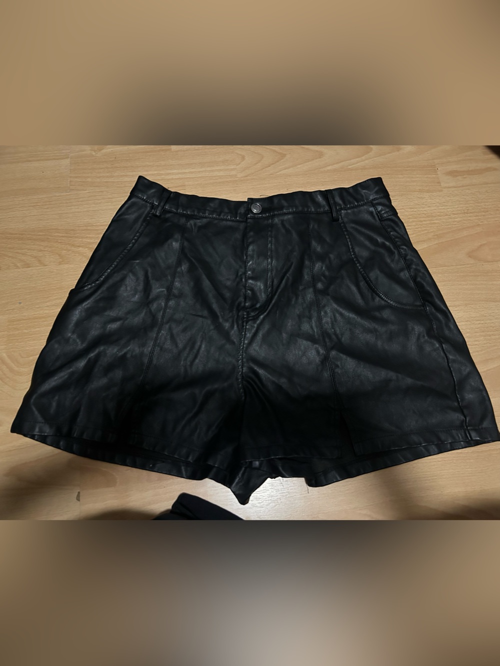 PrettyLittleThing Black High Waist Faux Leather Shorts